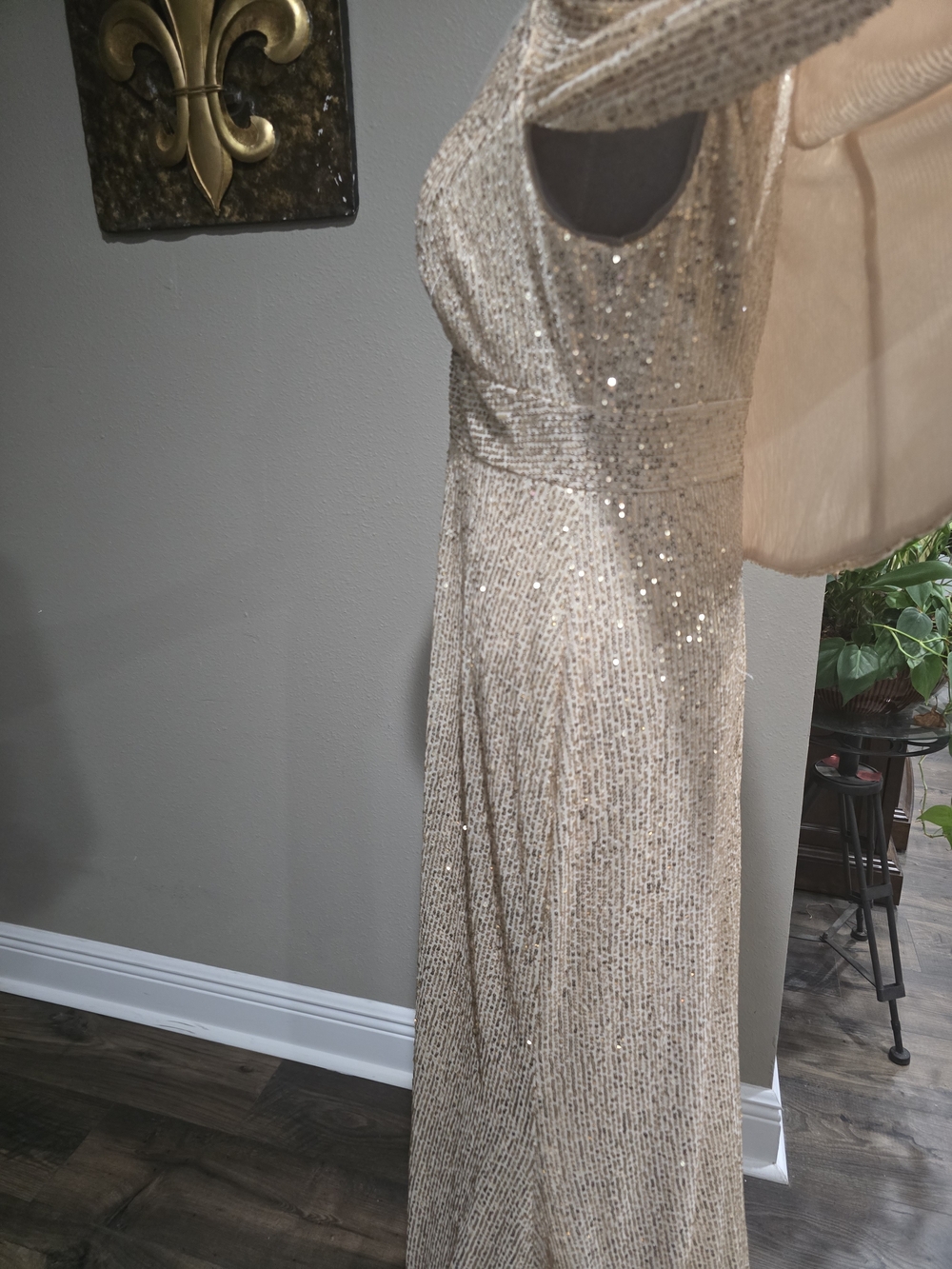 Champagne Sequin Draped Decorative Dress Form Display - Picture 2 of 4